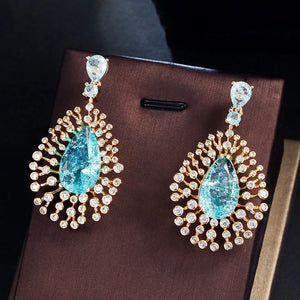CZ Water Drop Pageant Earrings 585 Plated CZ302