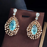 CZ Water Drop Pageant Earrings 585 Plated CZ302