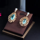CZ Water Drop Pageant Earrings 585 Plated CZ302