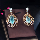 CZ Water Drop Pageant Earrings 585 Plated CZ302