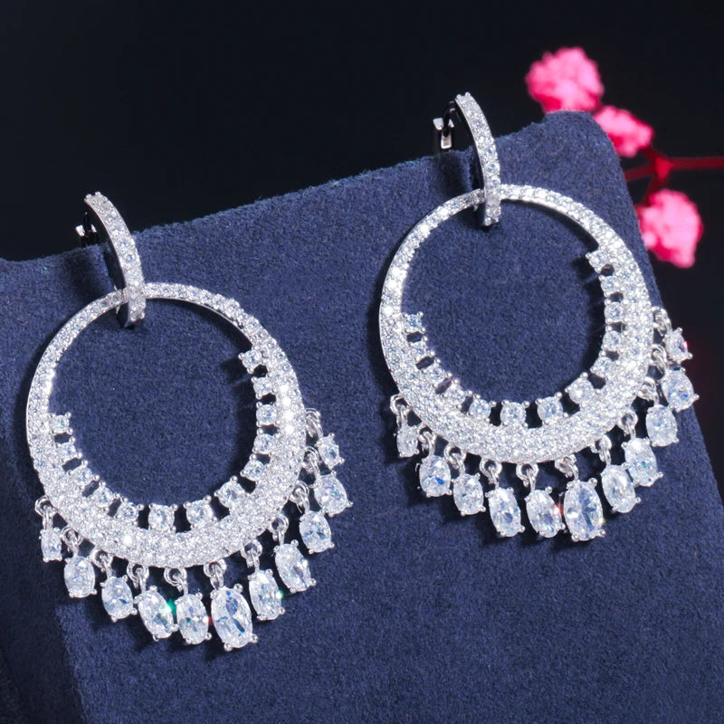 CWWZircons Ethnic CZ Dangling Earrings Wedding Accessories