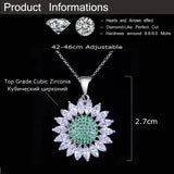 CWWZircons Green CZ Daisy Pendant Necklace for Women