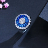 CWWZircons Silver Round CZ Crystal Engagement Ring R023
