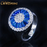 CWWZircons Silver Round CZ Crystal Engagement Ring R023