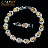 CWWZircons Champagne Yellow CZ Crystal Tennis Bracelet for Women