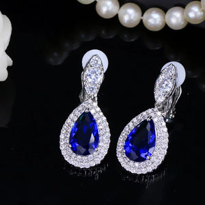 CWWZircons CZ Royal Crystal Paved No Pierced Ear Clip On Earrings