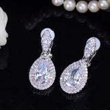 CWWZircons CZ Royal Crystal Paved No Pierced Ear Clip On Earrings