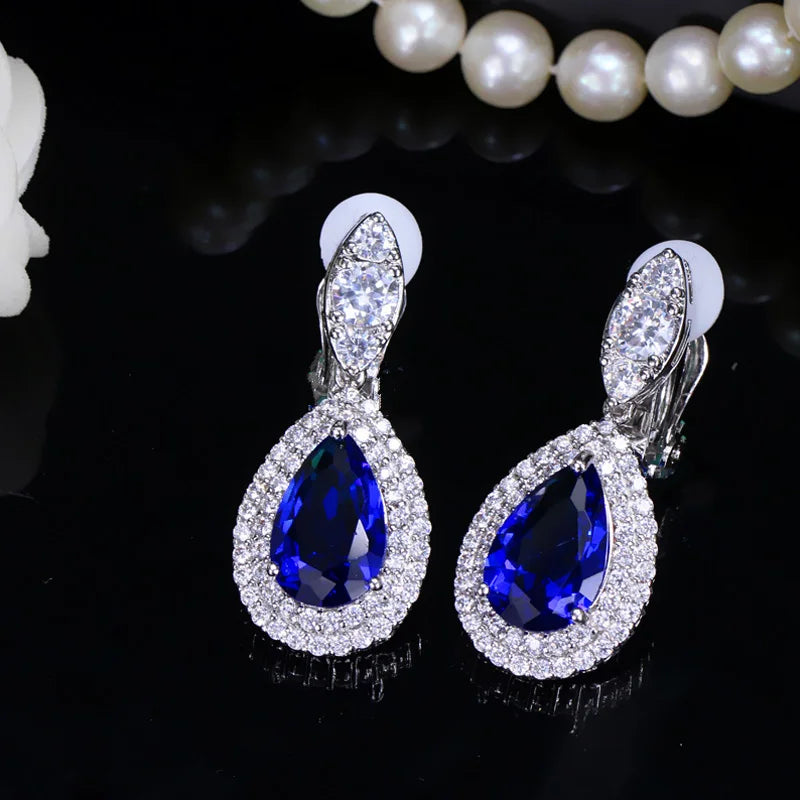 CWWZircons CZ Royal Crystal Paved No Pierced Ear Clip On Earrings