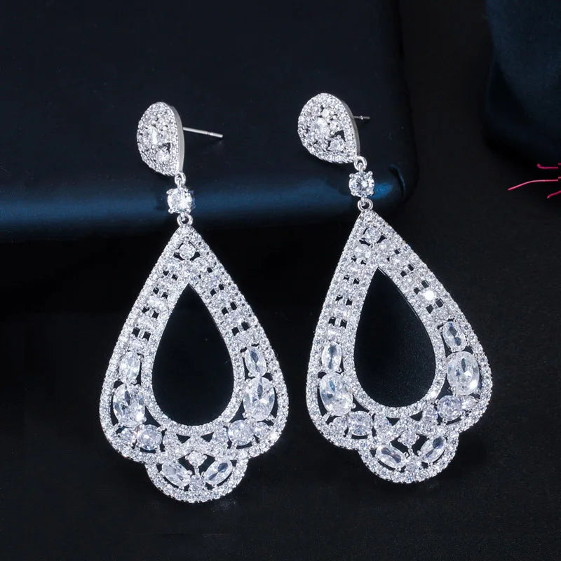 CWWZircons CZ Crystal Large Circle Hoop Earrings For Women CZ147