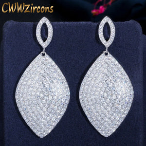 CWWZircons CZ Big Dangling Drop Long Earrings for Wedding Bridal Party Dress