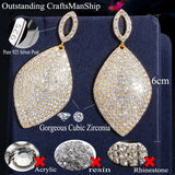 CWWZircons CZ Big Dangling Drop Long Earrings for Wedding Bridal Party Dress