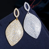 CWWZircons CZ Big Dangling Drop Long Earrings for Wedding Bridal Party Dress