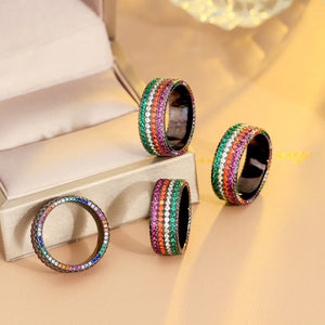 CWWZircons Multicolor 4 Layered Round Ring for Women Wedding Party Boho Jewelry