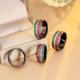 CWWZircons Multicolor 4 Layered Round Ring for Women Wedding Party Boho Jewelry