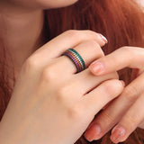 CWWZircons Multicolor 4 Layered Round Ring for Women Wedding Party Boho Jewelry