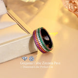CWWZircons Multicolor 4 Layered Round Ring for Women Wedding Party Boho Jewelry