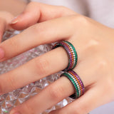 CWWZircons Multicolor 4 Layered Round Ring for Women Wedding Party Boho Jewelry