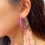 CZ Pave Red CZ Big Hoop Earrings for Women CZ395