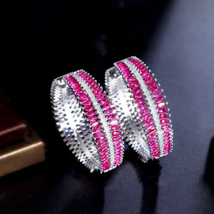 CZ Pave Red CZ Big Hoop Earrings for Women CZ395