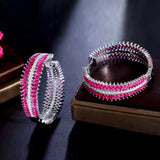 CZ Pave Red CZ Big Hoop Earrings for Women CZ395