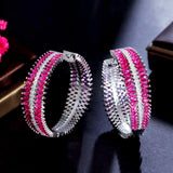 CZ Pave Red CZ Big Hoop Earrings for Women CZ395