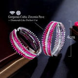 CZ Pave Red CZ Big Hoop Earrings for Women CZ395