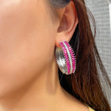 CZ Pave Red CZ Big Hoop Earrings for Women CZ395