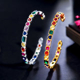Multicolor Rainbow CZ Open Cuff Bangle Boho Jewelry