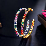 Multicolor Rainbow CZ Open Cuff Bangle Boho Jewelry