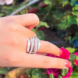Geometric Cross Layer CZ Open Cuff Ring for Women R276