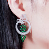 CWWZircons Geometric Round Dangle Drop Long Royal Earrings