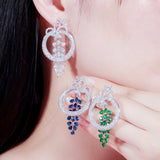 CWWZircons Geometric Round Dangle Drop Long Royal Earrings