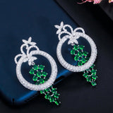 CWWZircons Geometric Round Dangle Drop Long Royal Earrings