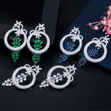 CWWZircons Geometric Round Dangle Drop Long Royal Earrings