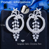 CWWZircons Geometric Round Dangle Drop Long Royal Earrings