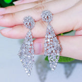 CWWZircons CZ Long Drop Earrings for Wedding CZ767