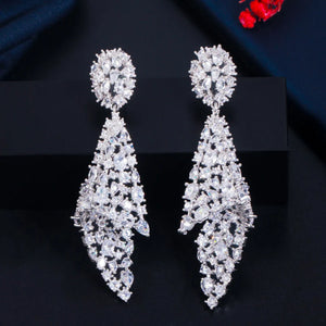 CWWZircons CZ Long Drop Earrings for Wedding CZ767