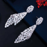 CWWZircons CZ Long Drop Earrings for Wedding CZ767