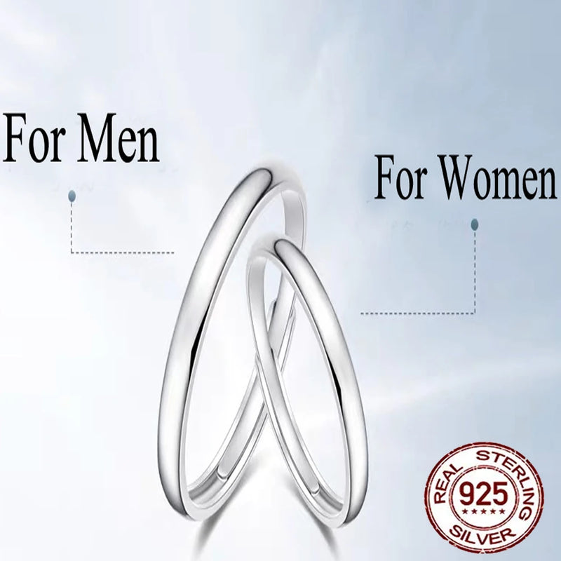 CWWZircons 925 Sterling Silver Couple Ring Wedding Band Gift SR038