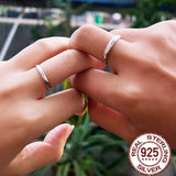 CWWZircons 925 Sterling Silver Couple Ring Wedding Band Gift SR038