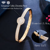 CWWZircons Micro Pave CZ Rose Open Cuff Bangle