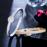 CWWZircons Micro Pave CZ Rose Open Cuff Bangle