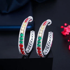 CWWZircons Multicolor CZ Big Hoop Earrings for Women CZ921