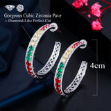 CWWZircons Multicolor CZ Big Hoop Earrings for Women CZ921