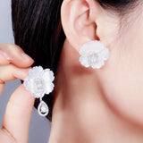 CWWZircons Shell Flower Cubic Zirconia Earrings Components