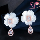 CWWZircons Shell Flower Cubic Zirconia Earrings Components