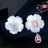 CWWZircons Shell Flower Cubic Zirconia Earrings Components