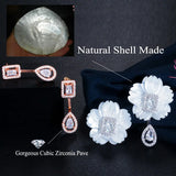 CWWZircons Shell Flower Cubic Zirconia Earrings Components