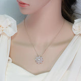 CWWZircons High Bar CZ Rose Flower Necklace Pendant