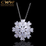 CWWZircons High Bar CZ Rose Flower Necklace Pendant